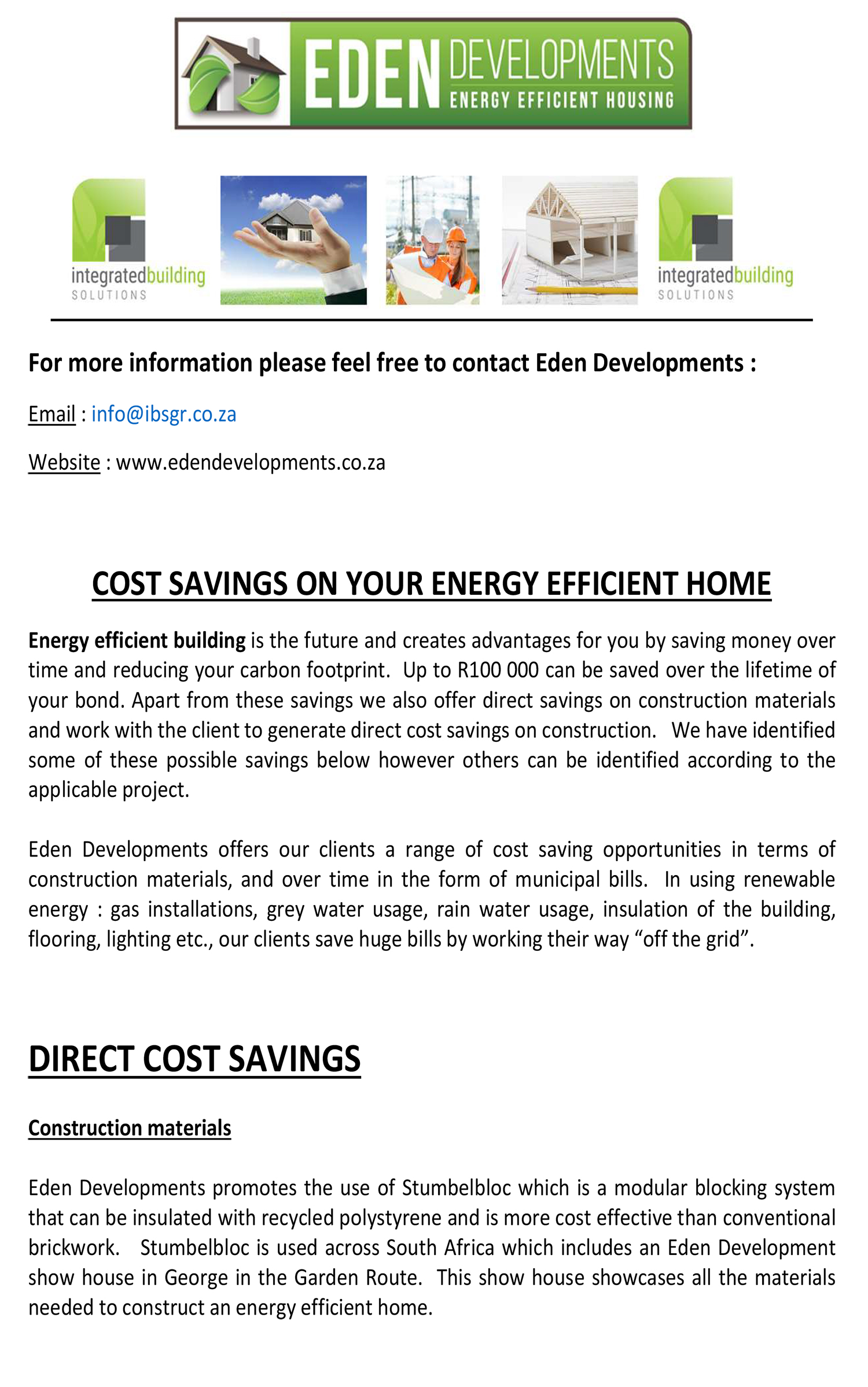 Useful Information Eden Developments